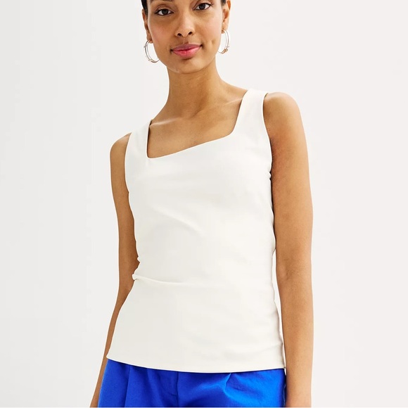 Nine West Sculpt Squareneck Tank Top Daisy Dew - Picture 1 of 5